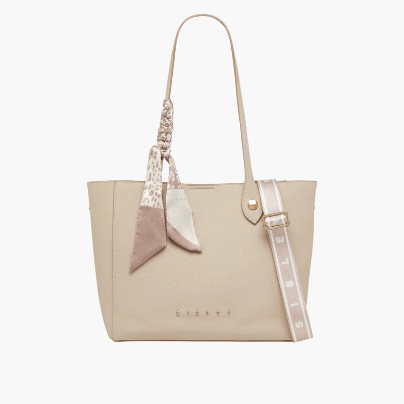 يونايتد كولورز أوف بينتيون Textured Tote Bag with Scarf Detail for Women